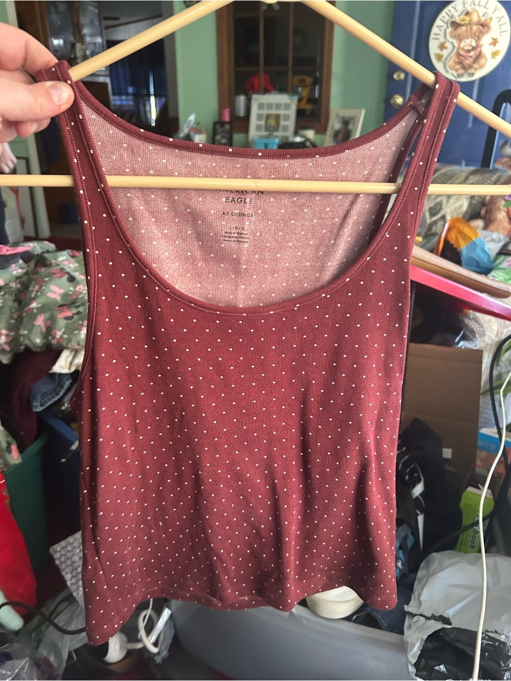 American Eagle Outfitters Burgundy Polka Dot Tank